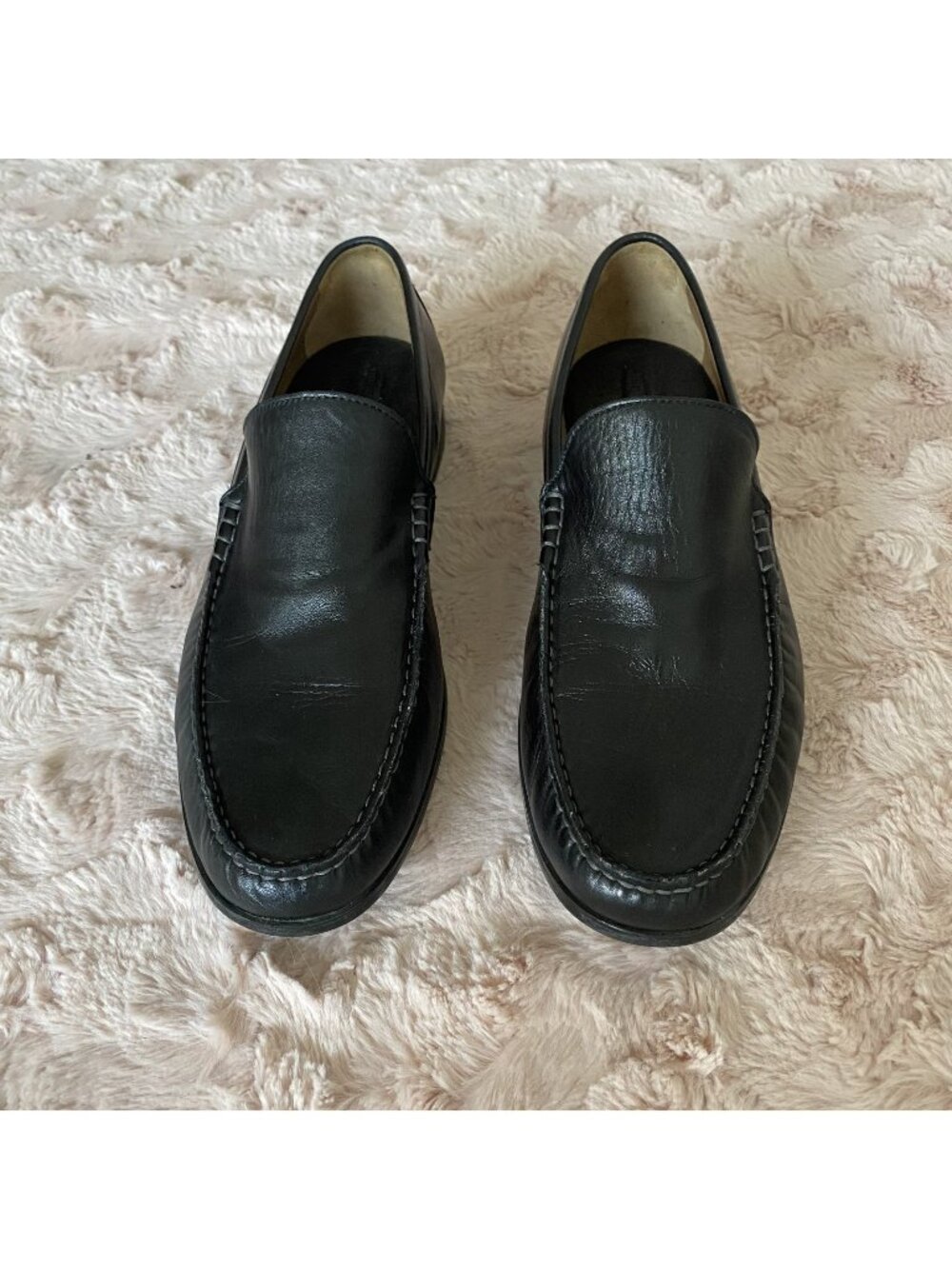 Johnston & Murphy Mens 10M Dark Brown Soft Loafers Sheepskin Classic